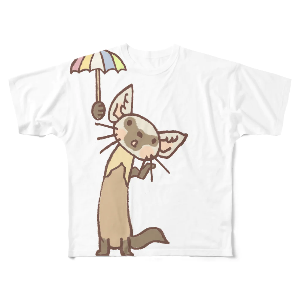 ザ・ワタナバッフルのテン「雨かしら？」 フルグラフィックTシャツ