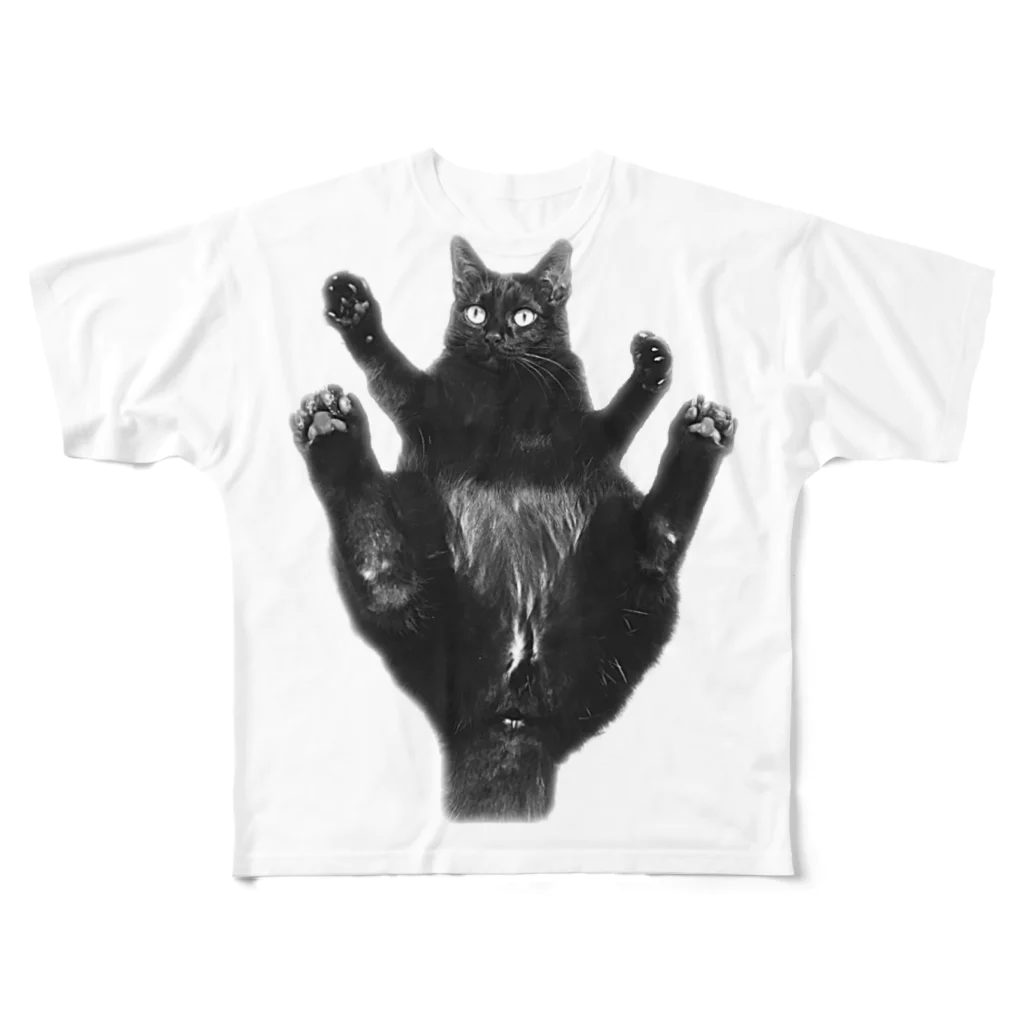 ネロヂカラのリアル黒猫3 フルグラフィックTシャツ