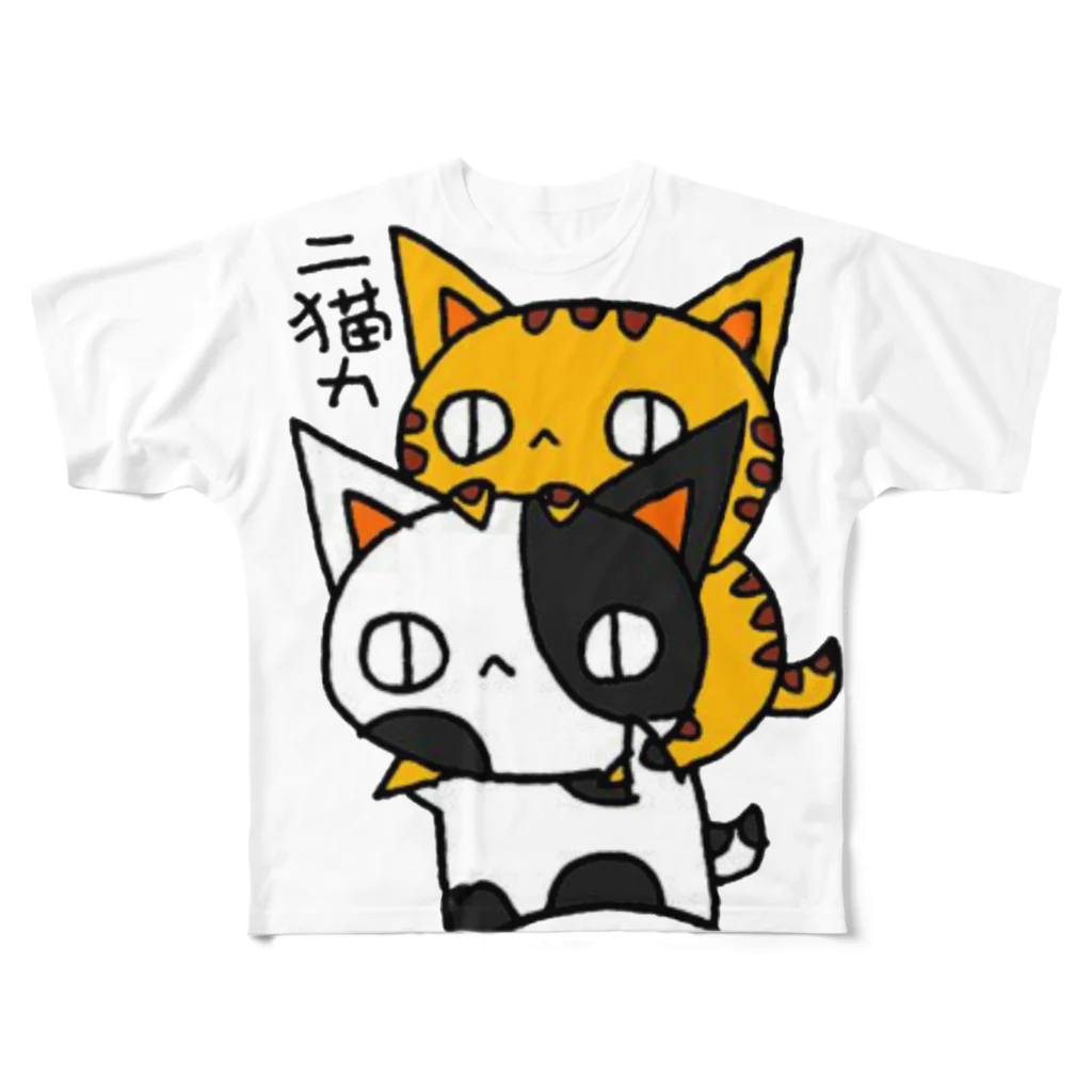 (猫)滝川商会の二猫力(ねこず) フルグラフィックTシャツ