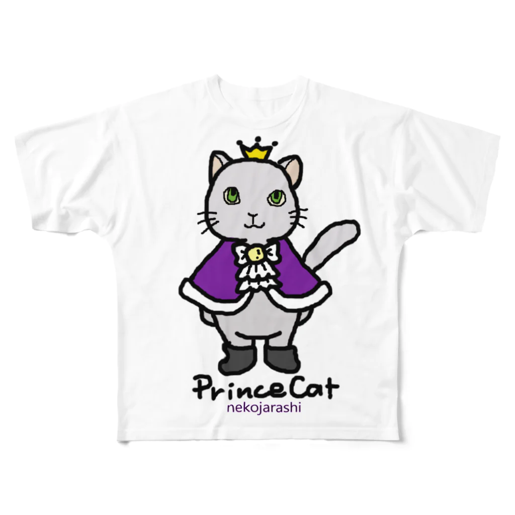 ゆきだるまころころのねこの王子様＊紫 フルグラフィックTシャツ