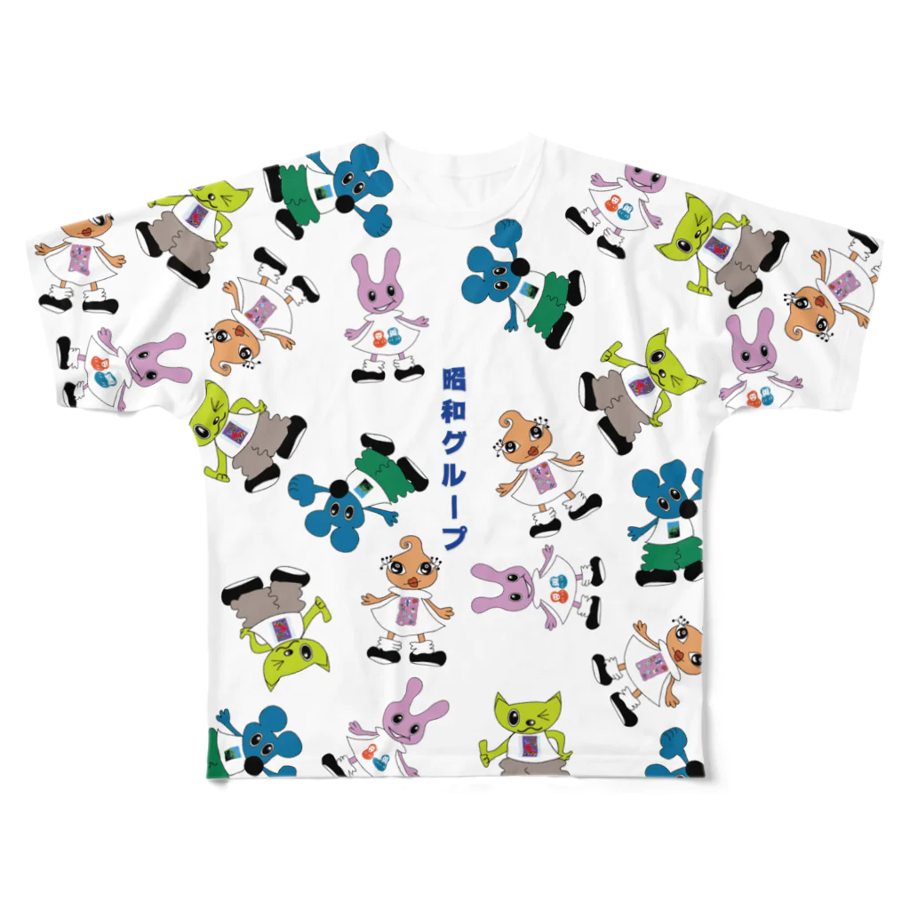 hikaliyanoの昭和グループ フルグラフィックTシャツ