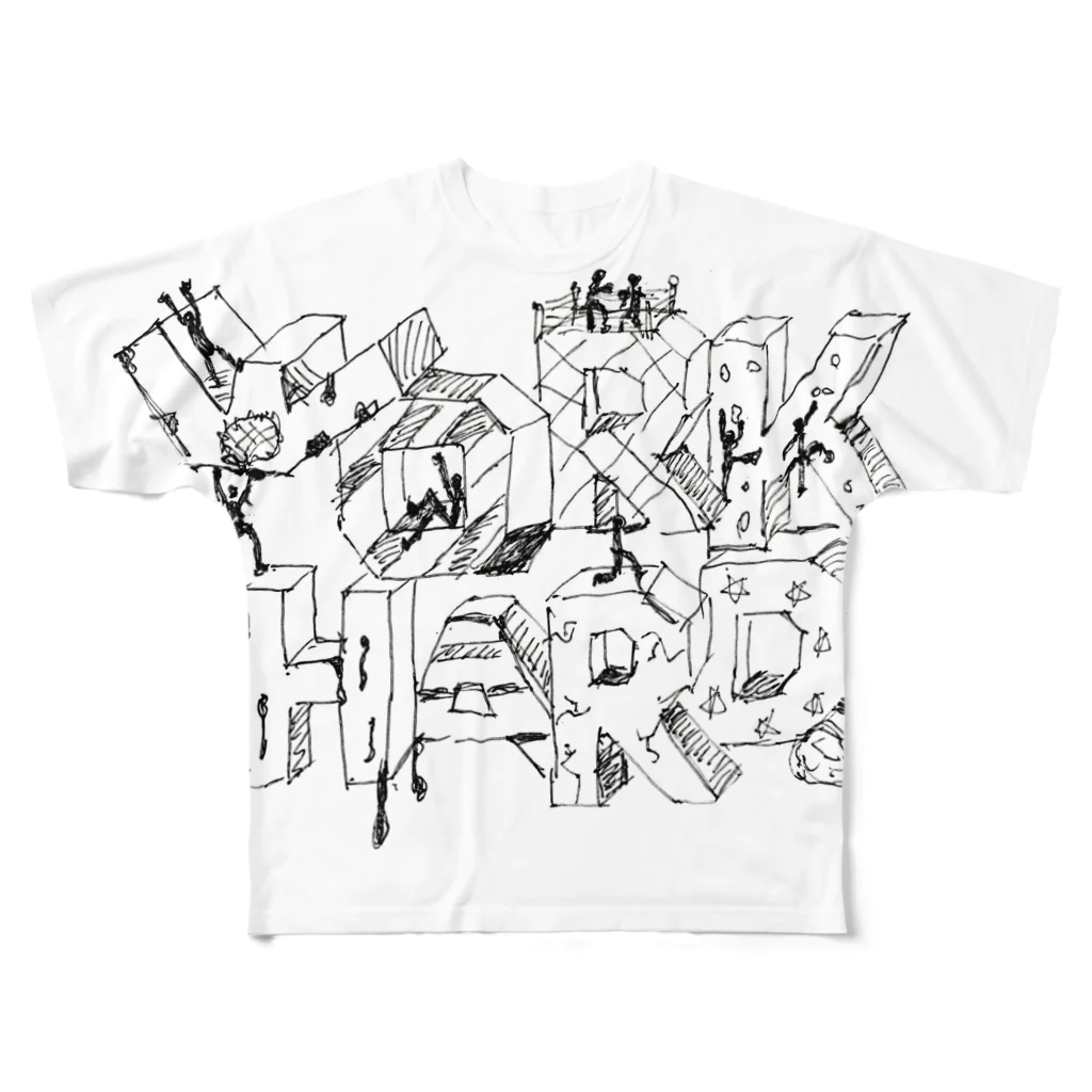 コズミックデザインのWorkHard All-Over Print T-Shirt