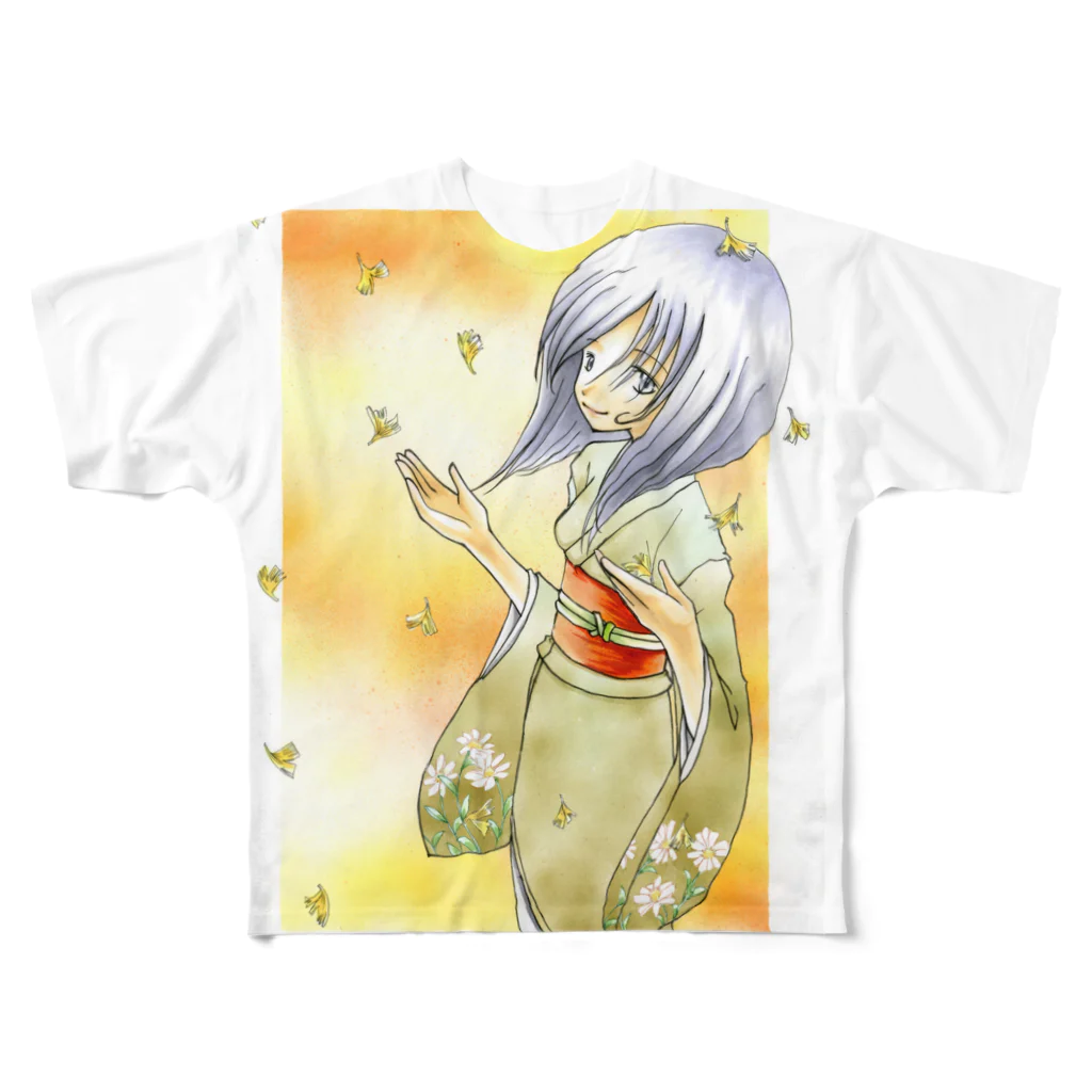 そうびょうの銀杏舞う大和撫子 フルグラフィックTシャツ