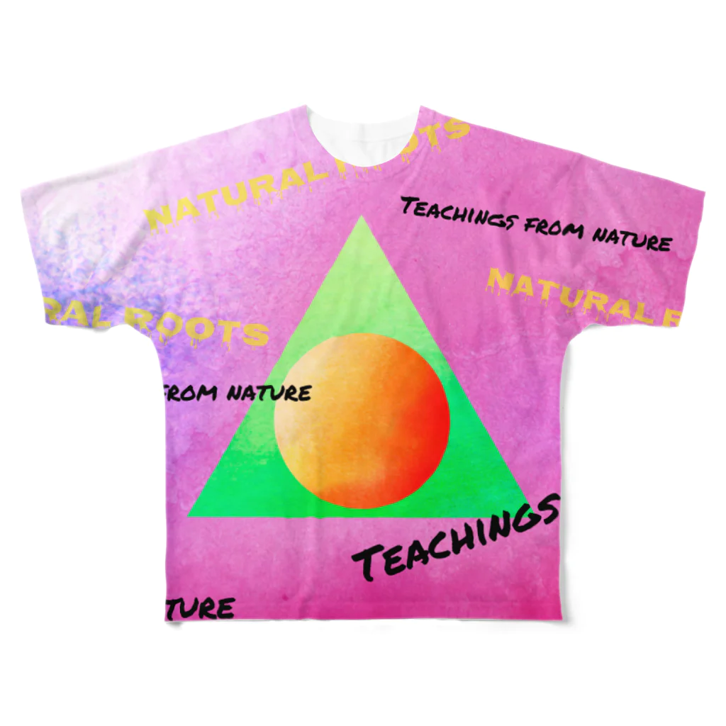 Natural  roots BASEのfull graphic avocado Tシャツ All-Over Print T-Shirt