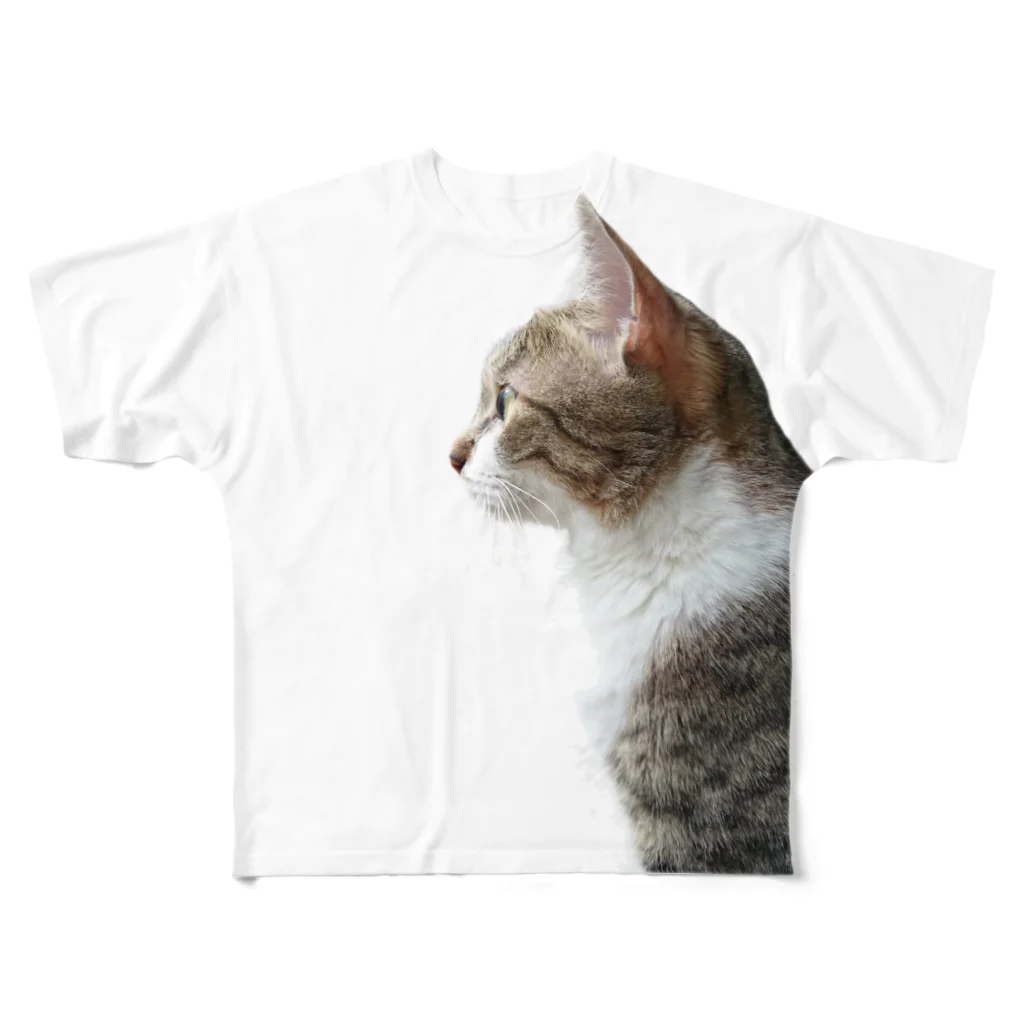 SHOP W　SUZURI店のMARCO N.B. profile Tシャツ（フルグラフィック） All-Over Print T-Shirt