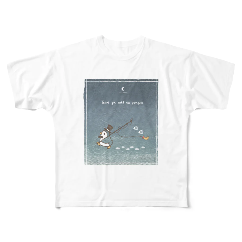 める＊の釣りが好きなペンギン(夜) All-Over Print T-Shirt