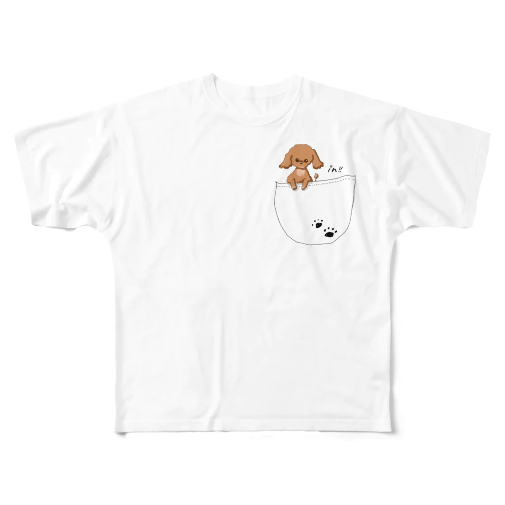 ゆるいイラストのおみせ。のポッケにイン！わんこ All-Over Print T-Shirt