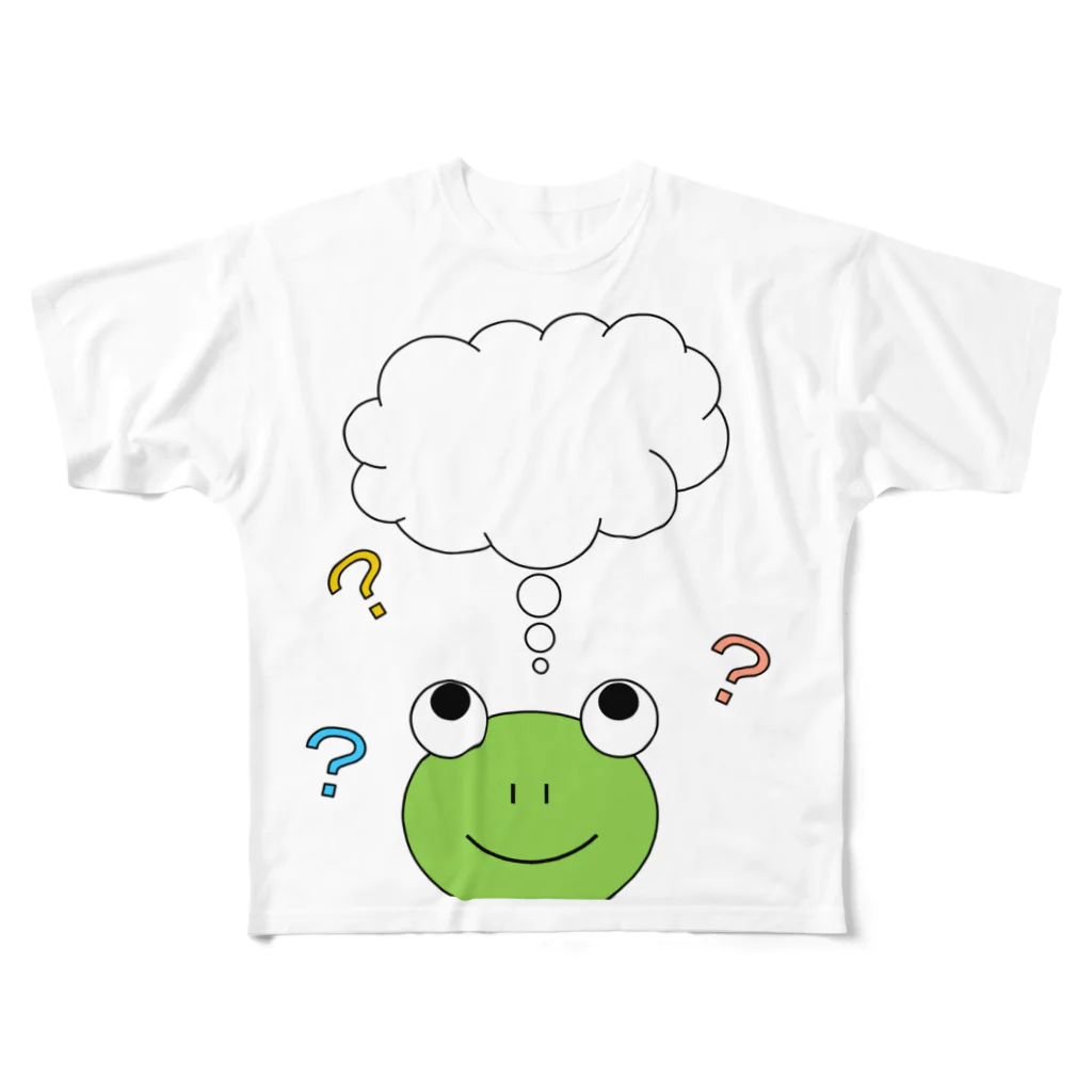 🐸かえるさんと仲間たち🐸のかえるさんパパのショッピング(お絵描きバージョン) フルグラフィックTシャツ