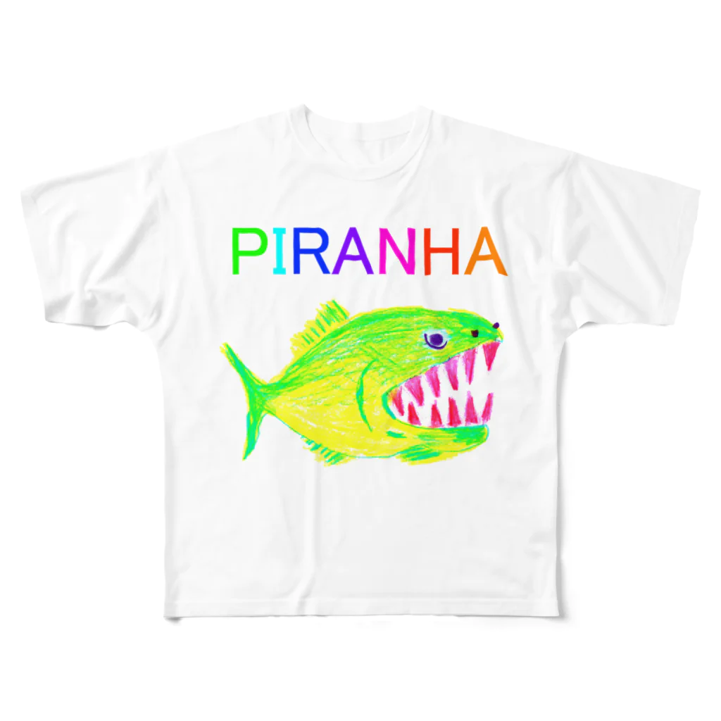 NIKORASU GOのピラニア フルグラフィックTシャツ