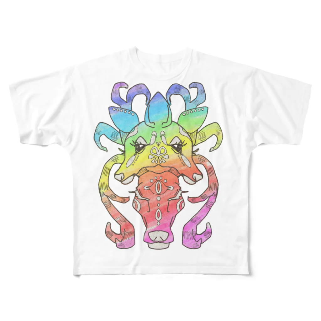 せきね まりののレインボーしかさん🦌🌈 All-Over Print T-Shirt