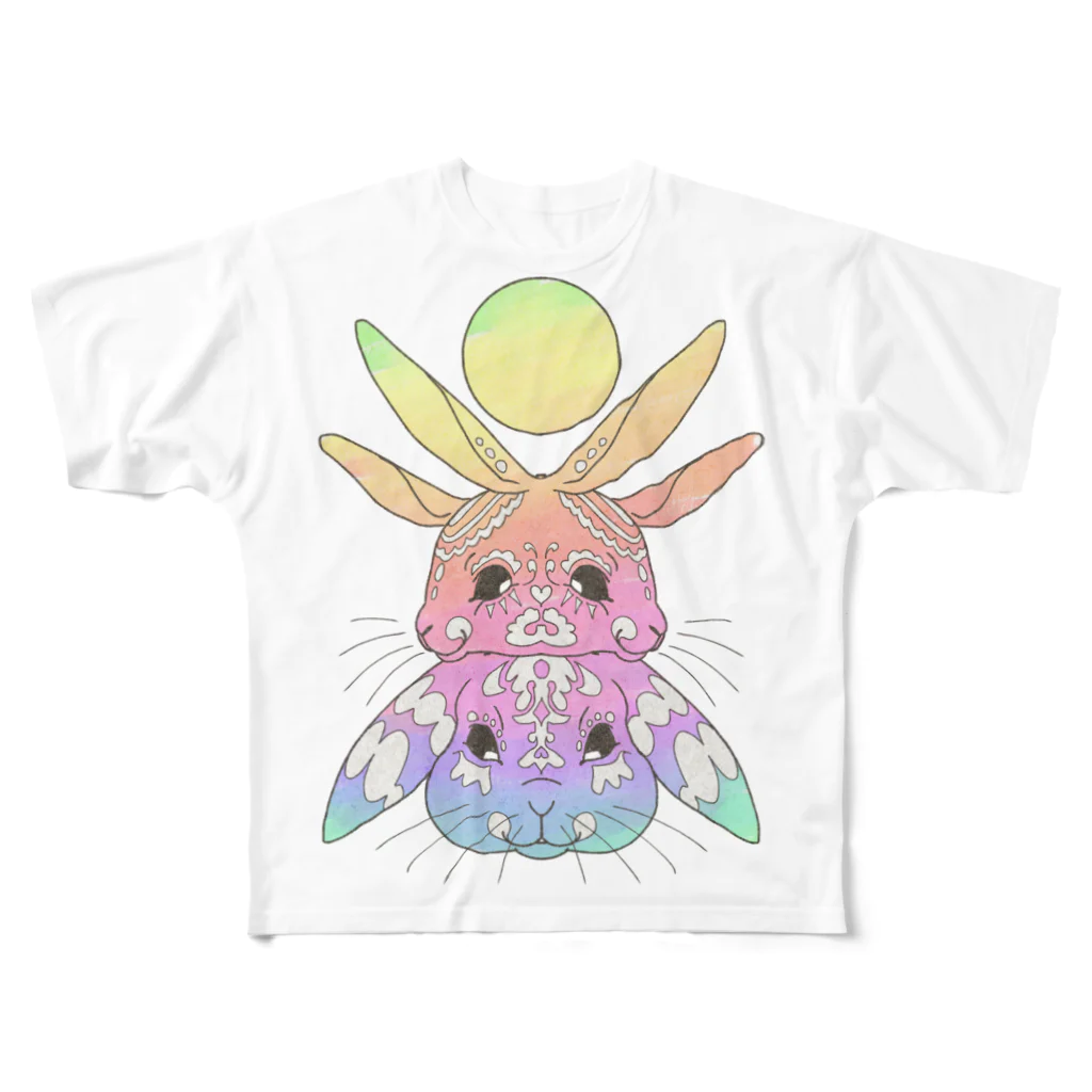 せきね まりののレインボーうさぎ🐇🌈 フルグラフィックTシャツ