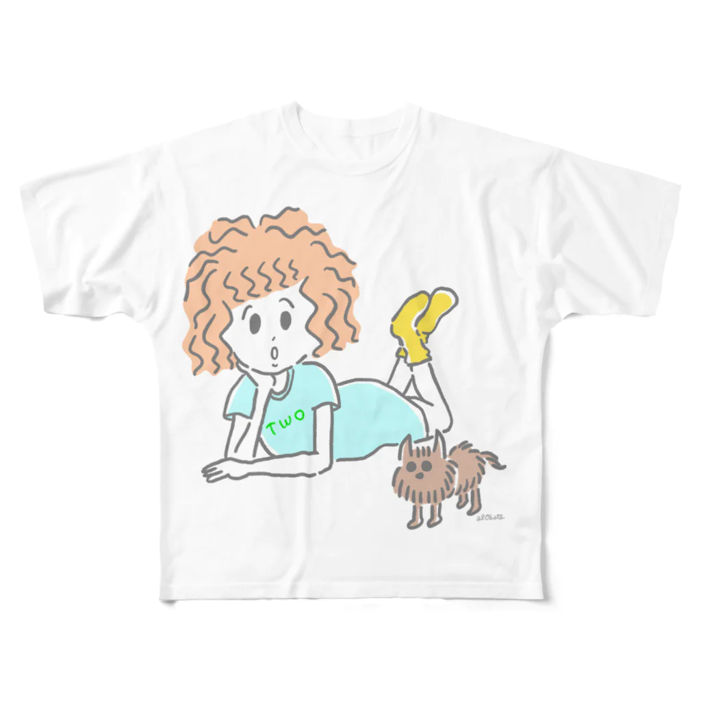 オバタアイのキミもボクも早起き All-Over Print T-Shirt