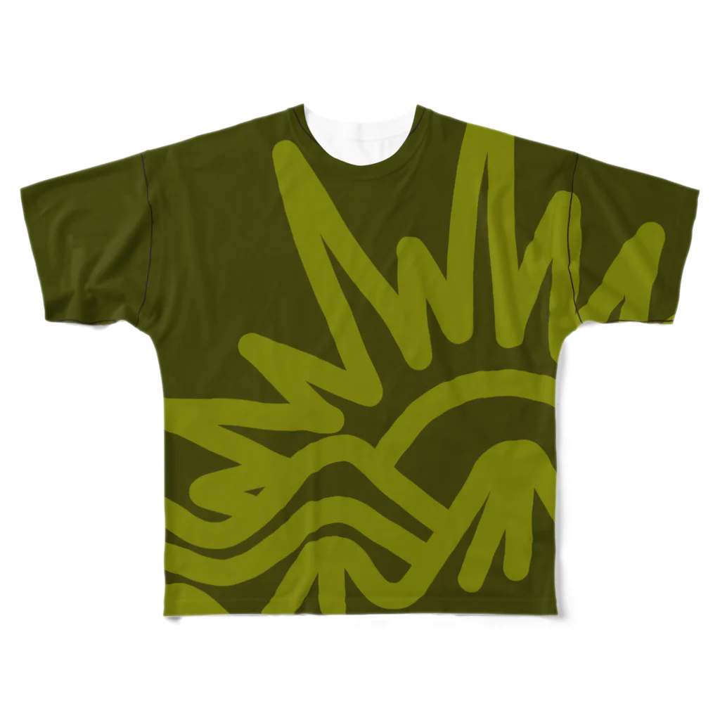 森と樅の金の山（緑） フルグラフィックTシャツ