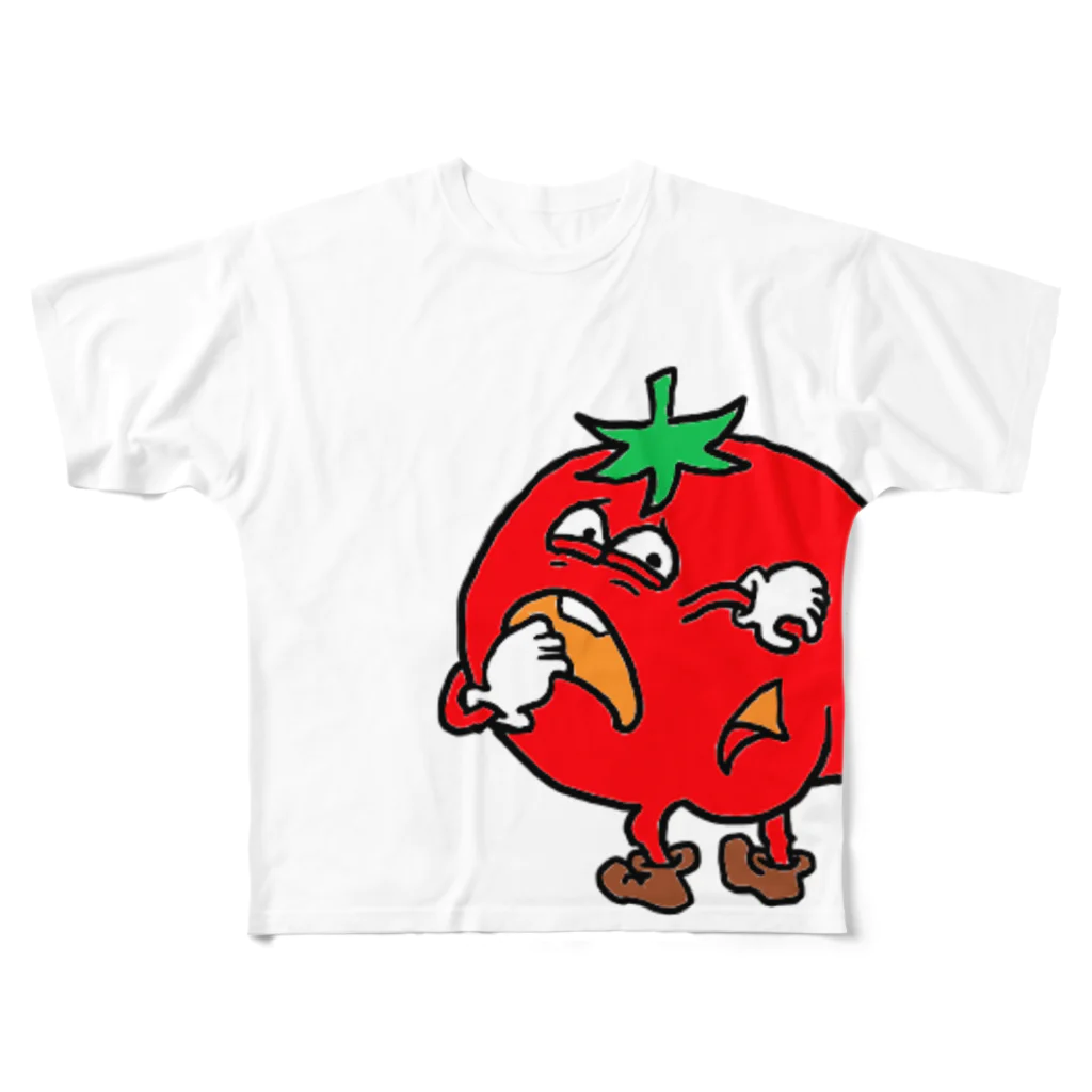 oh__yamyamの未熟なトマトくん フルグラフィックTシャツ