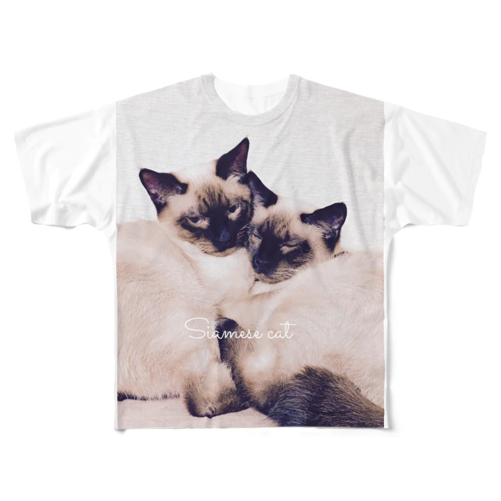 Siamese cat シャムのSiamese cat シャム猫 フルグラフィックTシャツ