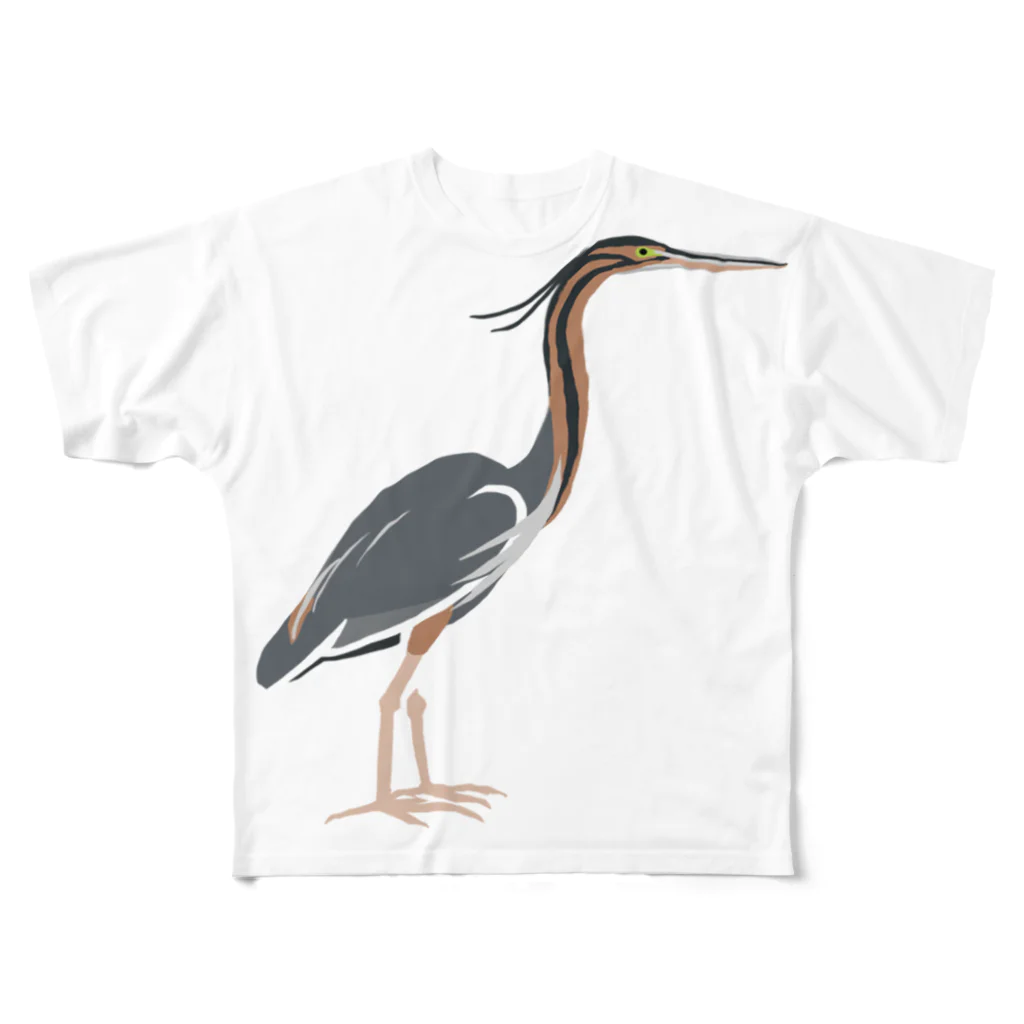 しまのなかまfromIRIOMOTEのムラサキサギ両面 All-Over Print T-Shirt