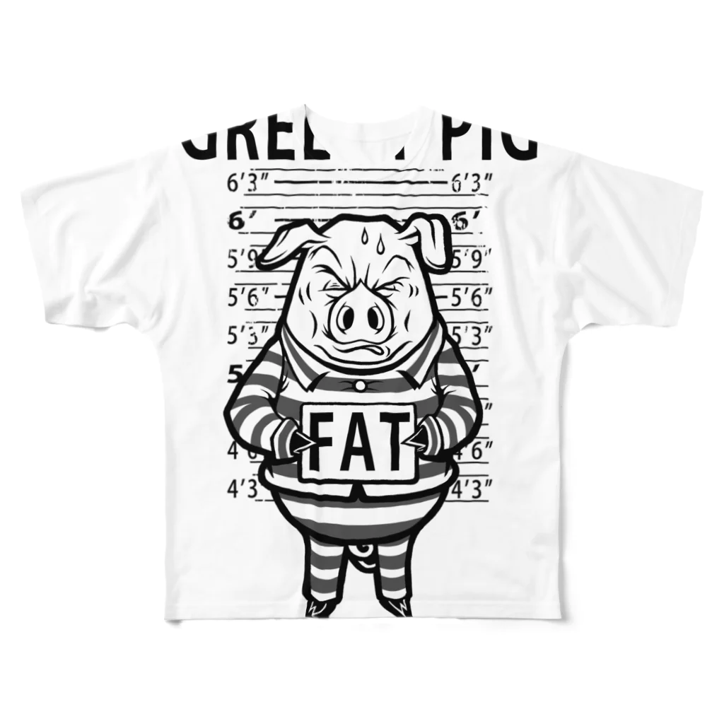 TOMOKUNIのGREEDY PIG フルグラフィックTシャツ