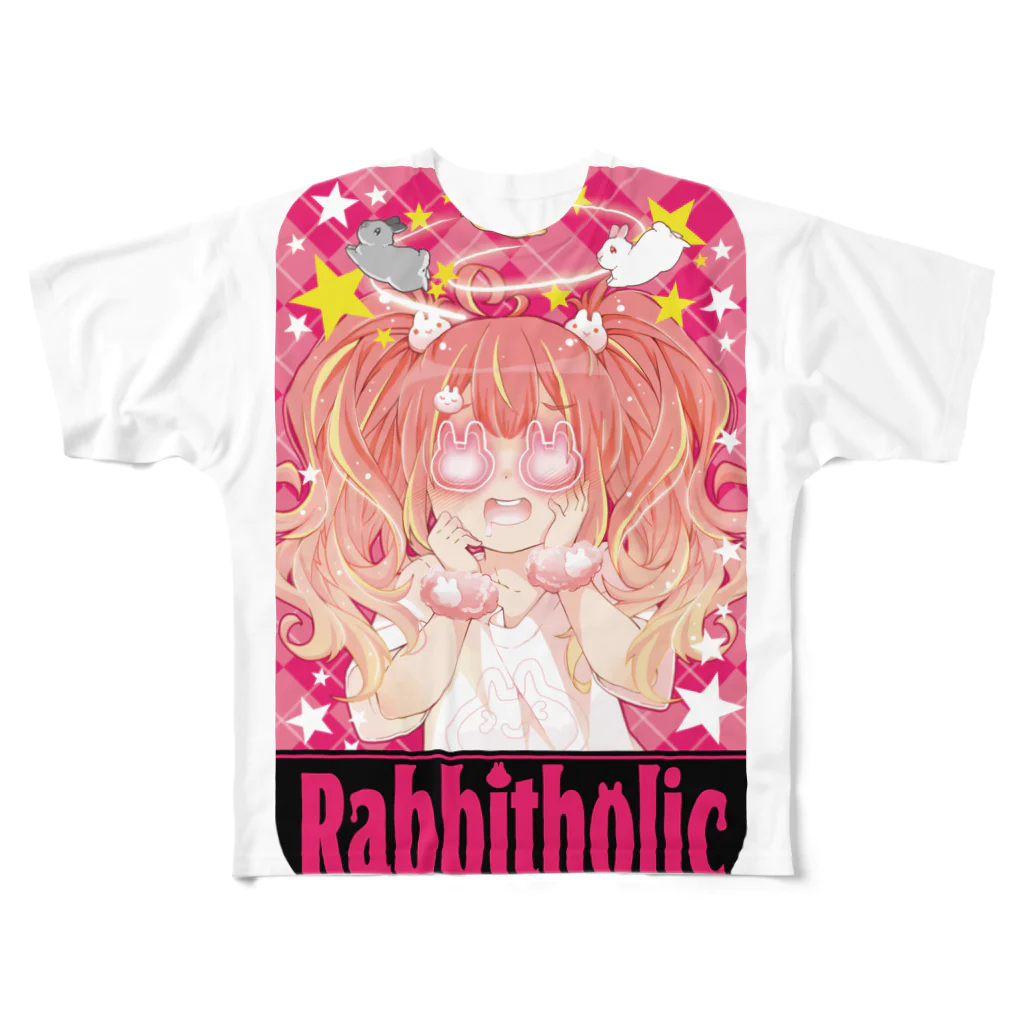 RABBITISM!のRabbitholic(文字入り) フルグラフィックTシャツ