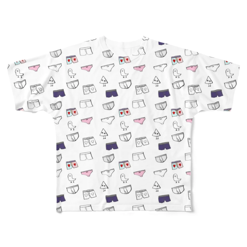 非ユークリッド幾何学を考える kodaisakanaのおパンツと▲と鳥 All-Over Print T-Shirt