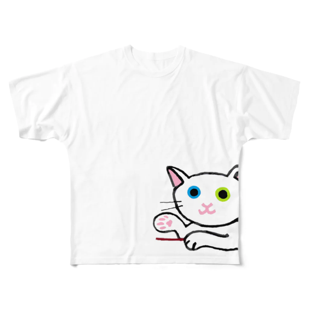 SU-KUのゆる猫　オッド フルグラフィックTシャツ