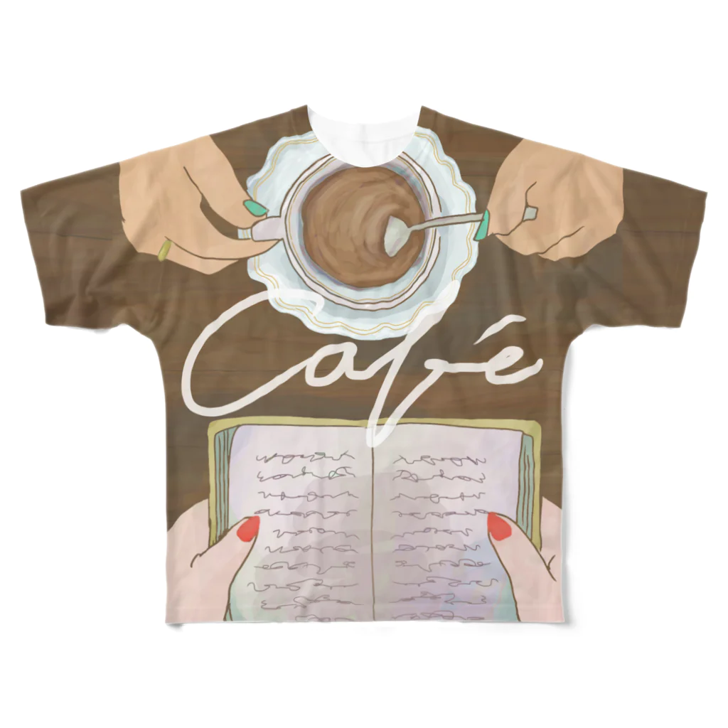 のぐちさきのcafé フルグラフィックTシャツ