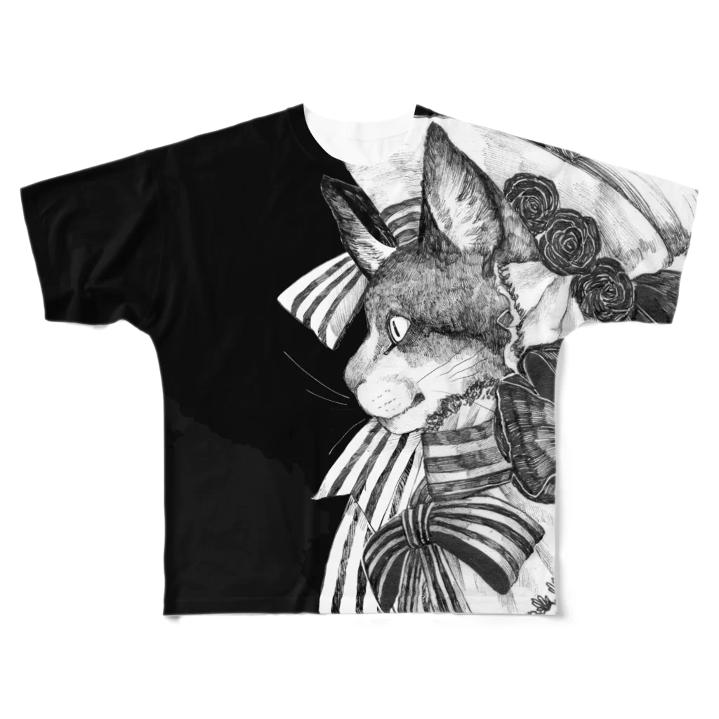 とびはちのリボン猫 フルグラフィックTシャツ