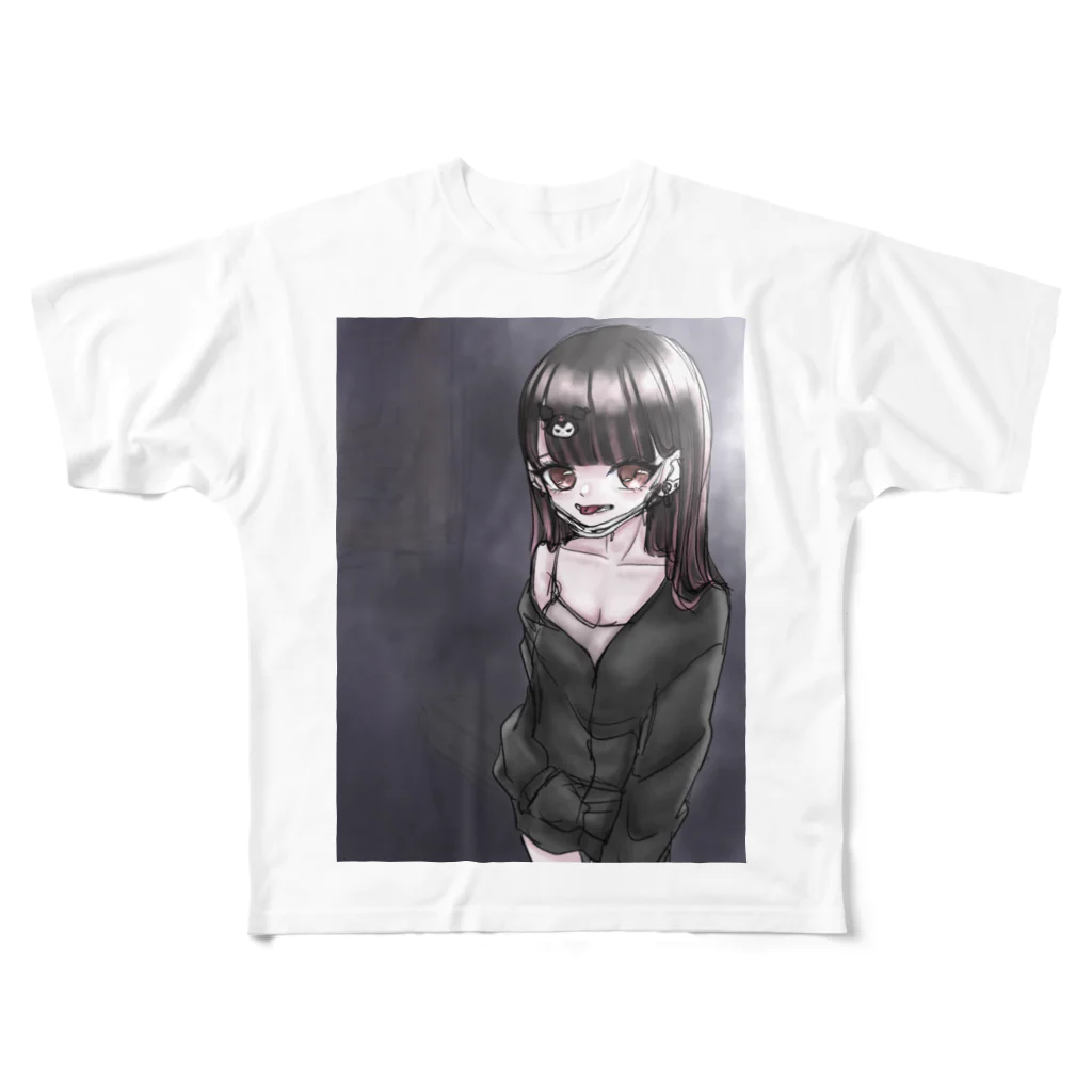 纈珠✝︎の夜中のコンビニ フルグラフィックTシャツ