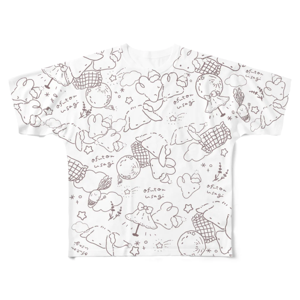 🍀ひつもぐ🍀のおふとんうさぎ＊わちゃわちゃT All-Over Print T-Shirt