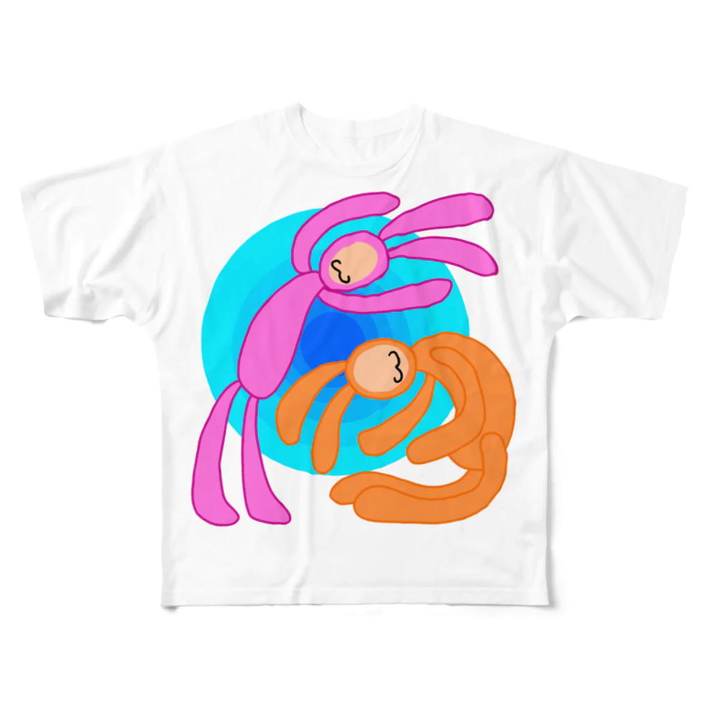 手描きのエトセトラの戯れるウサギ All-Over Print T-Shirt