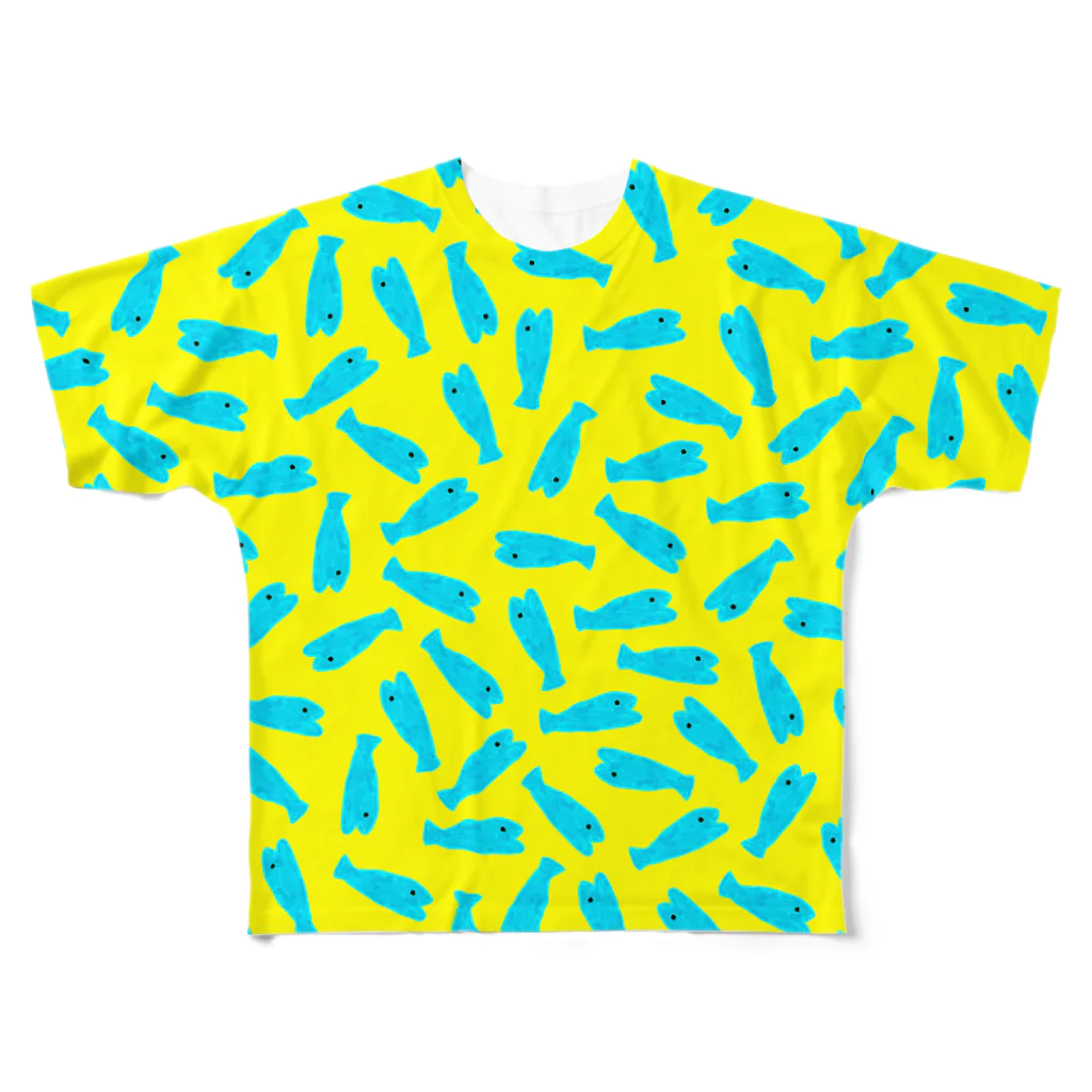  むきむき   地球生活のお魚入水（空） All-Over Print T-Shirt