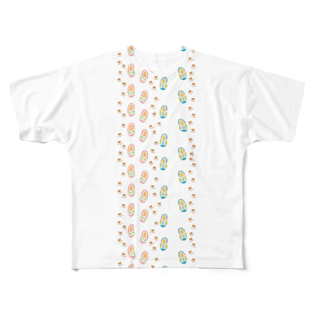 ぴより子のおみせのふたりのあしあと（縦） All-Over Print T-Shirt