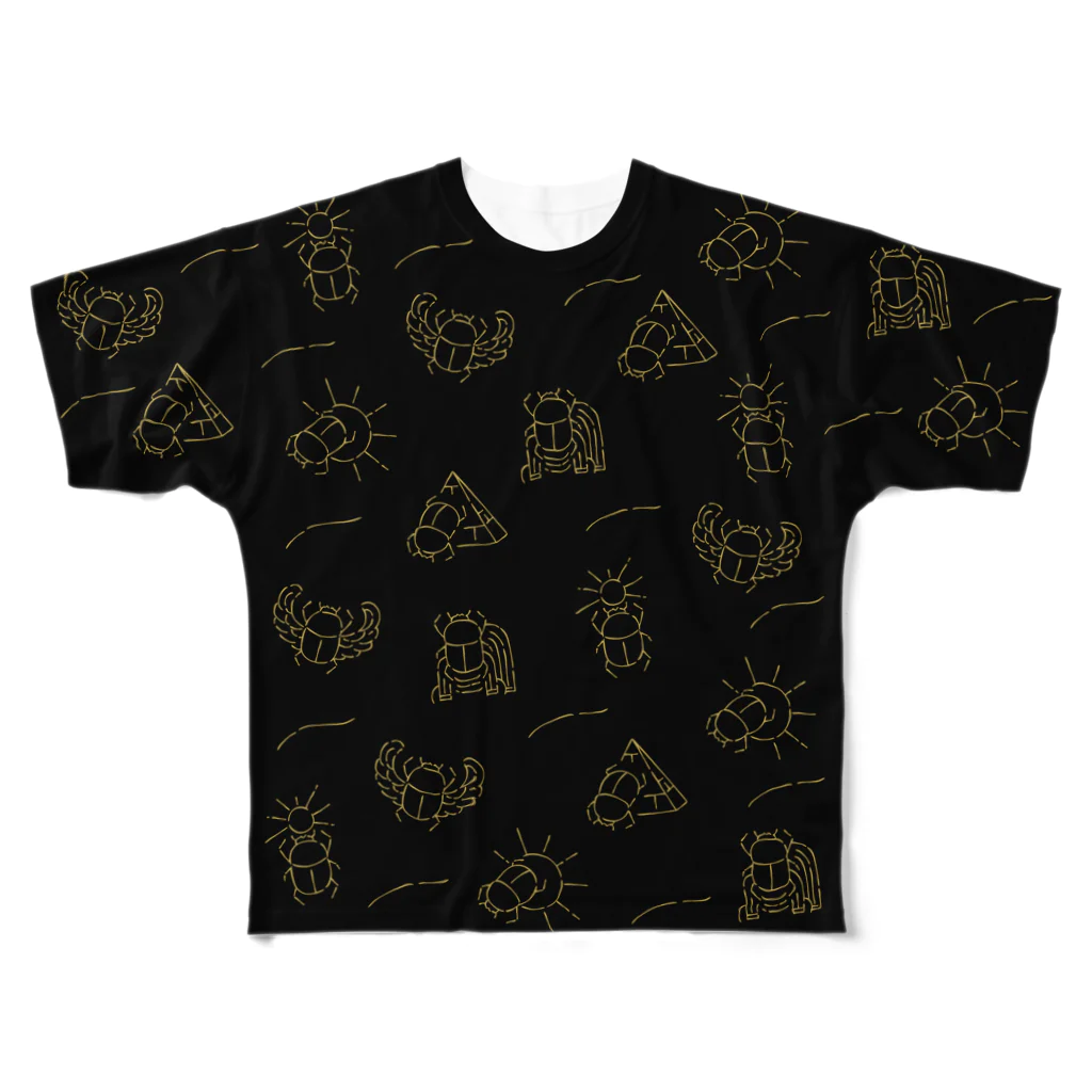 NEO EGYPTのスカラベ_ブラック All-Over Print T-Shirt