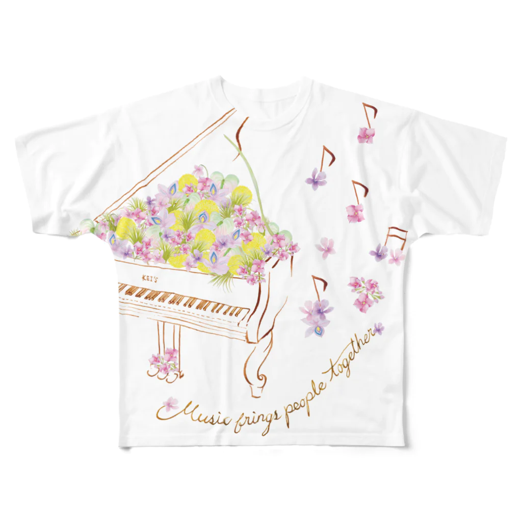 mayapatternの花の音符♪ver フルグラフィックTシャツ