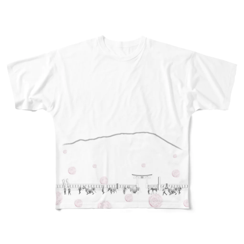 モノツクルヒト　Fuku～ふく～のチャグチャグ馬コ行列 フルグラ 赤 All-Over Print T-Shirt