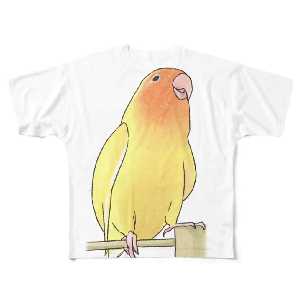 まめるりはことりの得意げ可愛い　コザクラインコちゃん【まめるりはことり】 フルグラフィックTシャツ