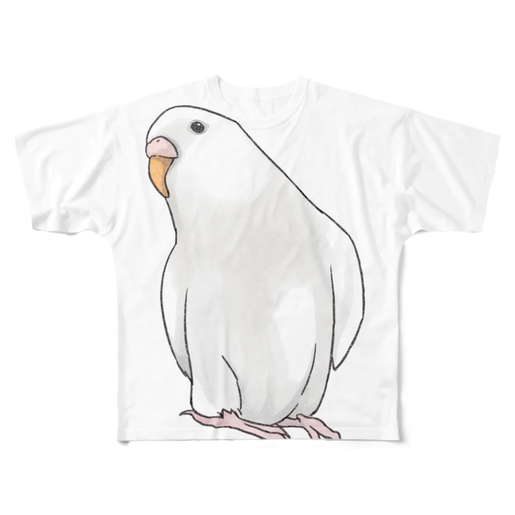 まめるりはことりのアルビノセキセイインコちゃん【まめるりはことり】 フルグラフィックTシャツ