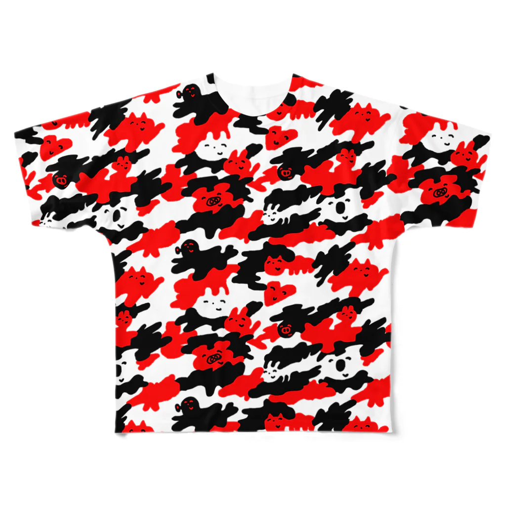 ワタナベスグルのよく見るとうさぎ All-Over Print T-Shirt