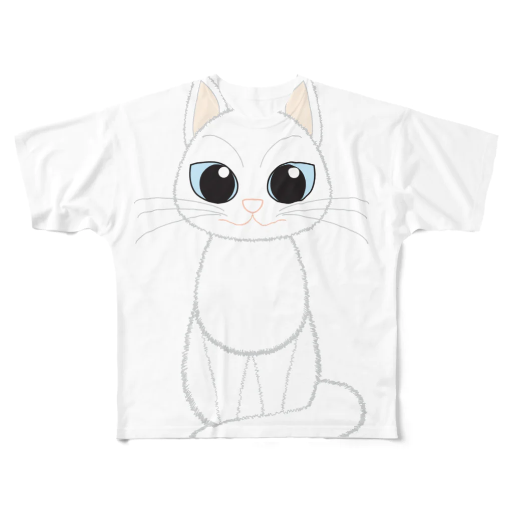 Tar-zansuの白猫 フルグラフィックTシャツ