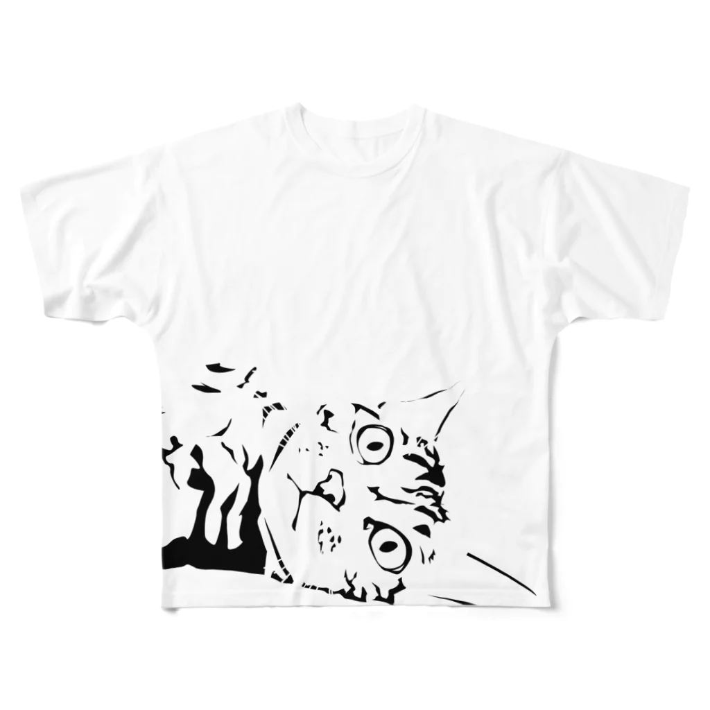 梅みんつの猫たまきの フルグラフィックTシャツ