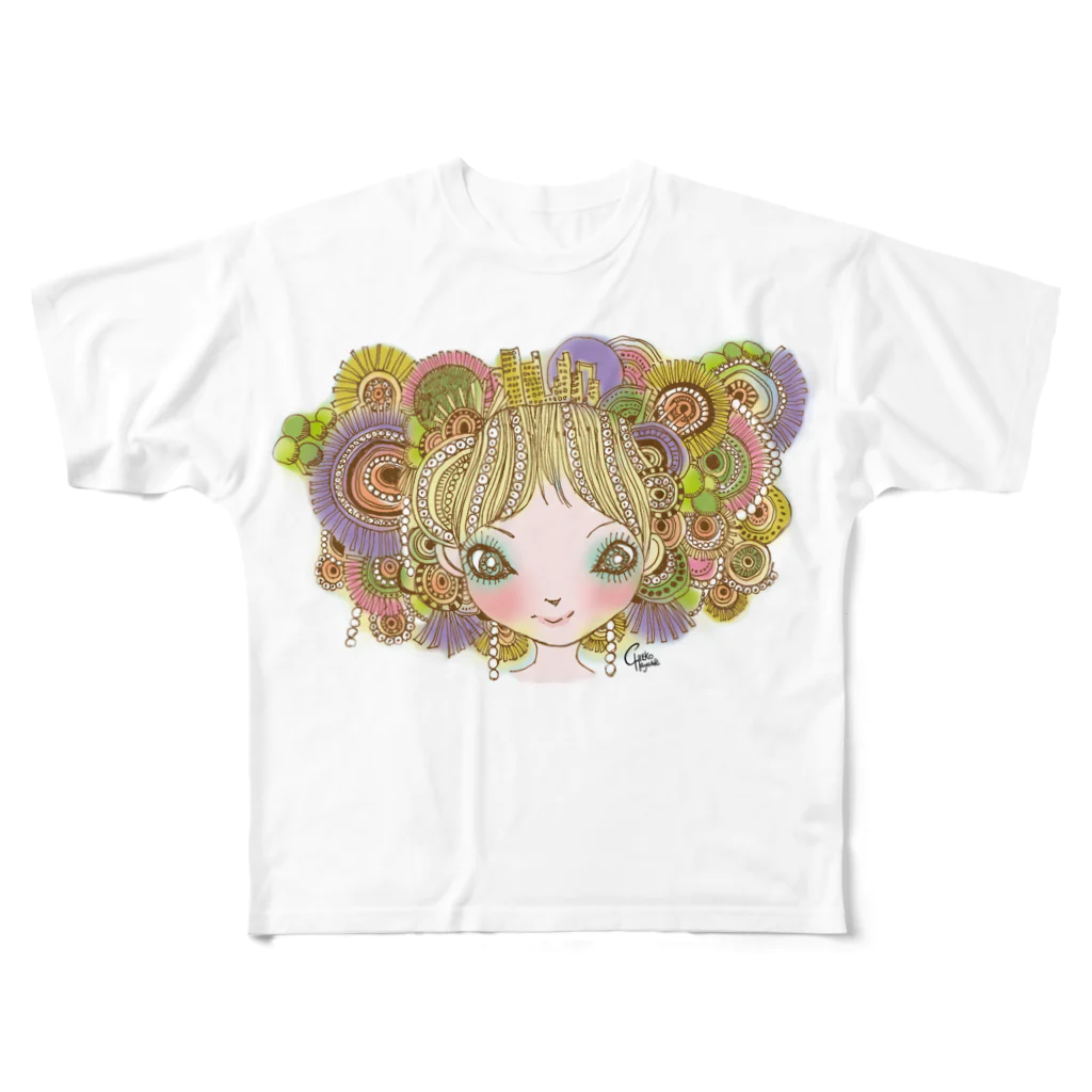 Chick ChieckのFlower-2 フルグラフィックTシャツ