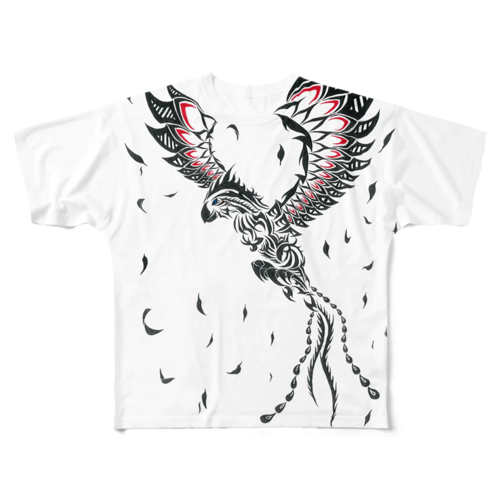 理央っだっつの。のPhoenix Red All-Over Print T-Shirt