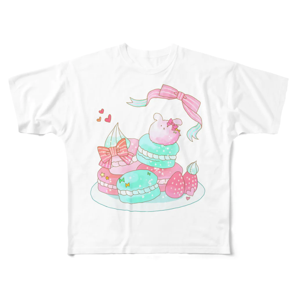 a0のうさぎマカロン フルグラフィックTシャツ