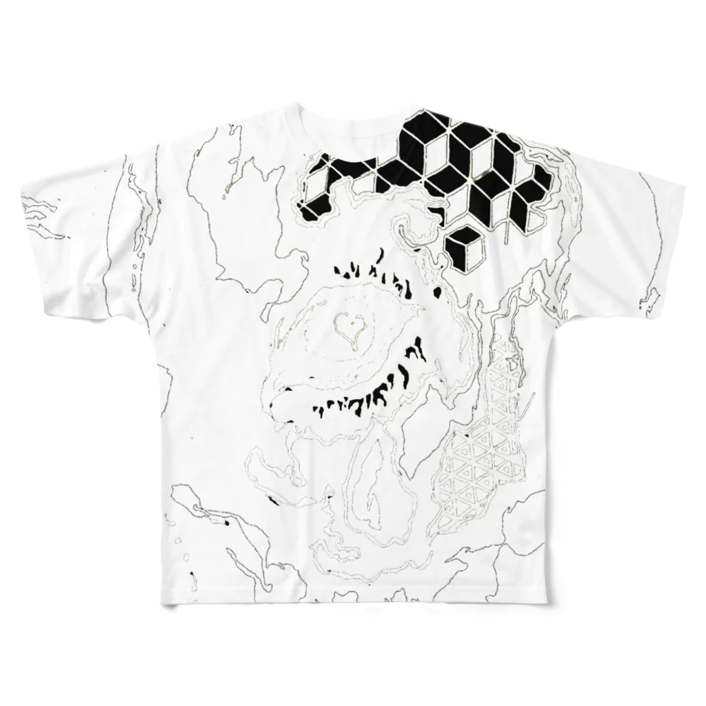 百鬼夜行絵巻の餓者髑髏(裏) All-Over Print T-Shirt