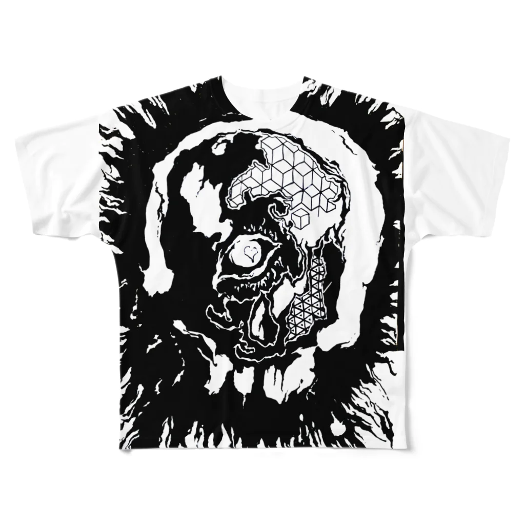 百鬼夜行絵巻の餓者髑髏(表) All-Over Print T-Shirt