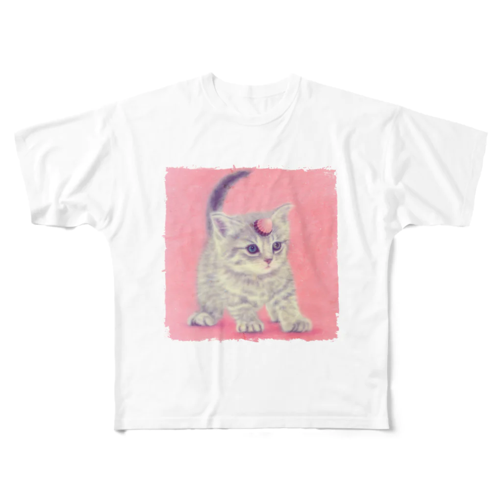 萌獣ファクトリー「純屋」の萌獣 猫 ユニャコーン／ゆにゃんこ：アポロ All-Over Print T-Shirt