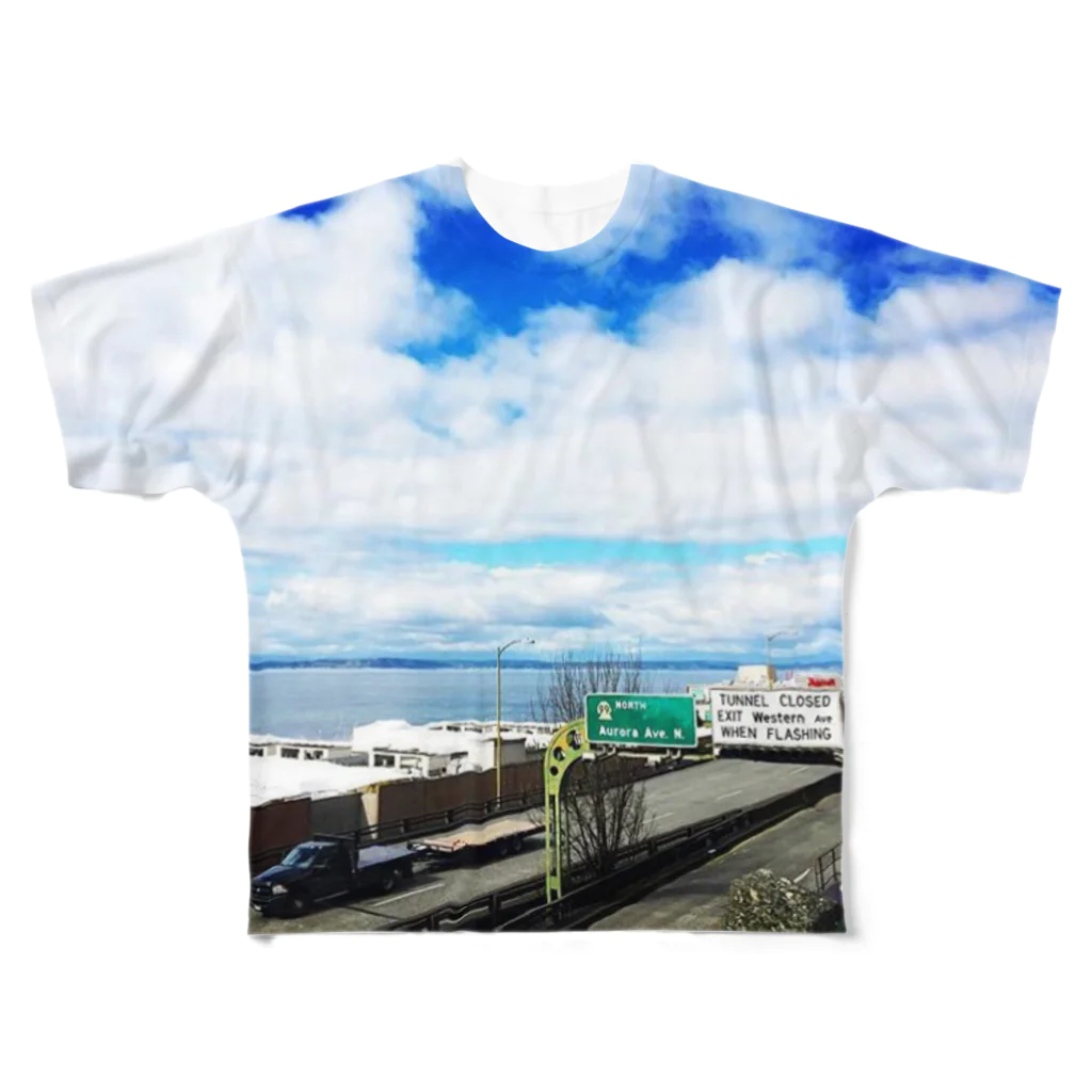 ニューヨークのシアトル空 フルグラフィックTシャツ