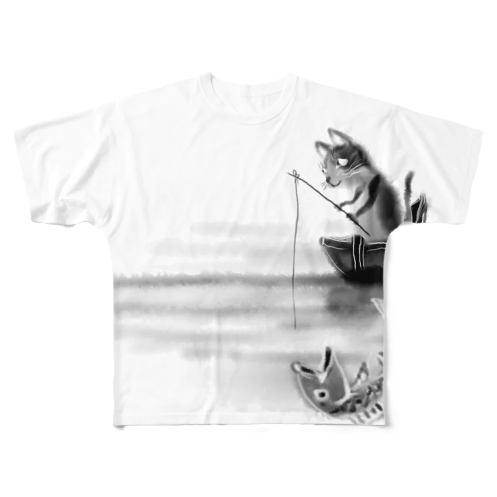 まりみゆきの釣り猫 All-Over Print T-Shirt