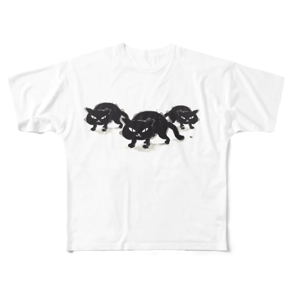 ひらいわまさとしの黒猫ちゃん All-Over Print T-Shirt