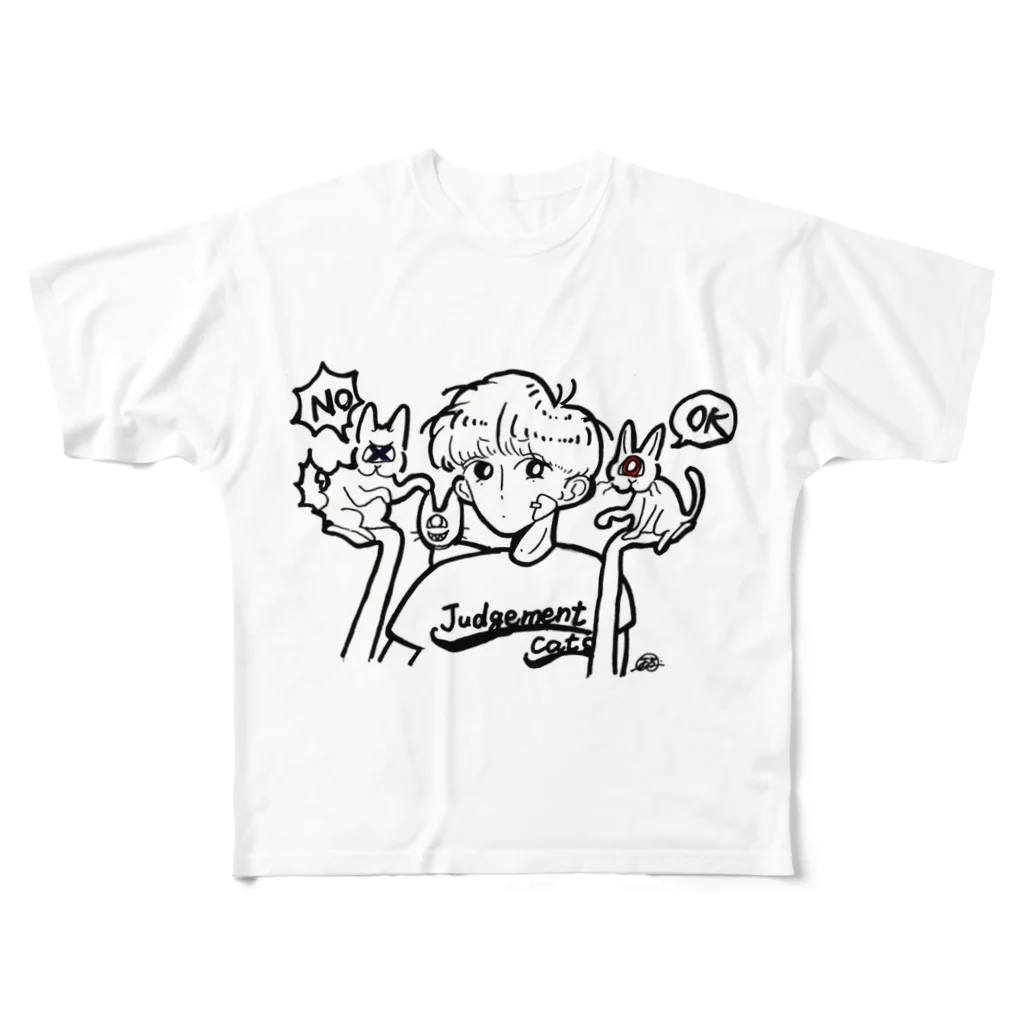 teruhikoのジャッジメントキャット フルグラフィックTシャツ
