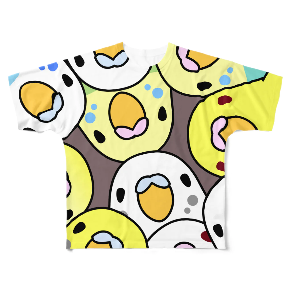 まめるりはことりのみっちりむっちり過密セキセイインコさん【まめるりはことり】 All-Over Print T-Shirt